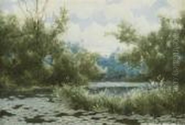 Stream With Lily Pads Oil Painting by Milne Ramsey