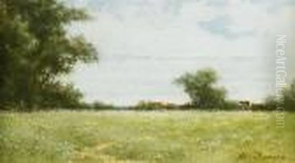 Pasture With Wildflowers Oil Painting by Milne Ramsey