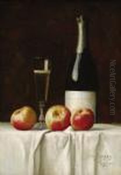 Champagne And Apples Oil Painting by Milne Ramsey