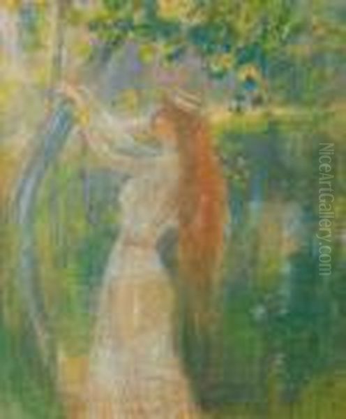 Jeune Femme Sous Un Arbre Oil Painting by Richard Ranft