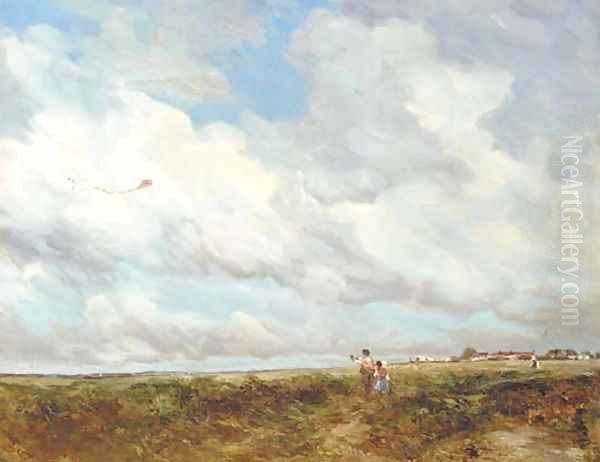 On the common, kite flying Oil Painting by Vickers Deville