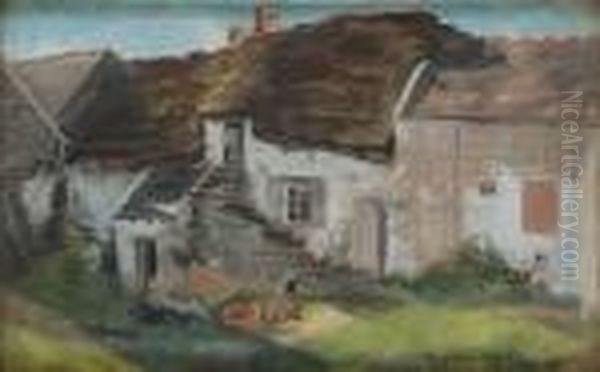 Gardshus Oil Painting by Richard Ranft