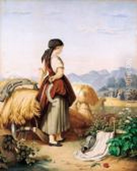 Junge Schnitterin Im Korn Oil Painting by Johann Matthias Ranftl