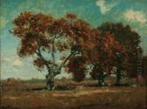 Three Oaks Oil Painting by Henry Ward Ranger