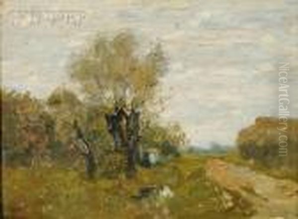 Landscape Near Old Lyme, Connecticut Oil Painting by Henry Ward Ranger