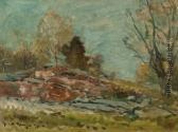 Hillside Landscape Oil Painting by Henry Ward Ranger