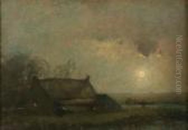 Farm By Moonlight Oil Painting by Henry Ward Ranger