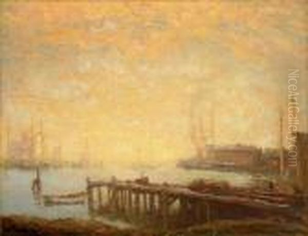 The Harbor Oil Painting by Henry Ward Ranger