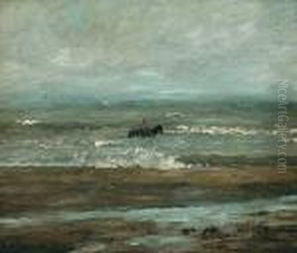 On Horseback In The Surf Oil Painting by Henry Ward Ranger