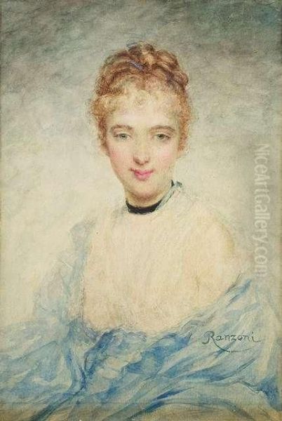 Portrait Of Amely Crawford, London 1878 Oil Painting by Daniele Ranzoni