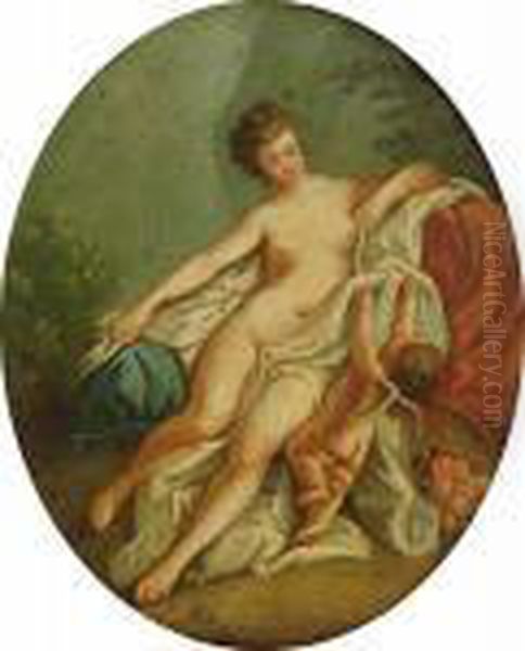 Venus And Cupid Oil Painting by Gustav Ranzoni