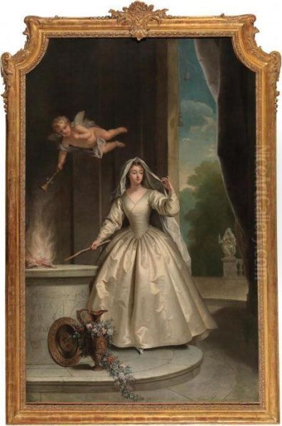 Ritratto Allegorico Di Una Dama Della Corte Di Versailles Nei Panni Di Una Vestale Oil Painting by Jean Raoux