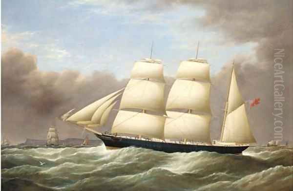 The barque Alfred Hawley off the Skerries on her way into Liverpool Oil Painting by Etheline Eva Dell