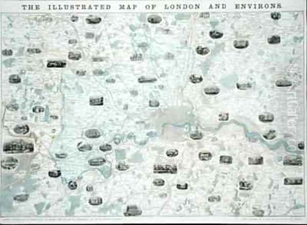 The Illustrated Map of London and Environs Oil Painting by John Dower