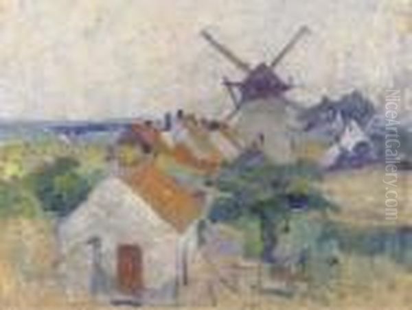 Siska's Windmill In Knocke Oil Painting by Joseph Morris Raphael