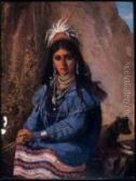 Portrait Of A Native Girl
 Oil On Board Oil Painting by William Raphael