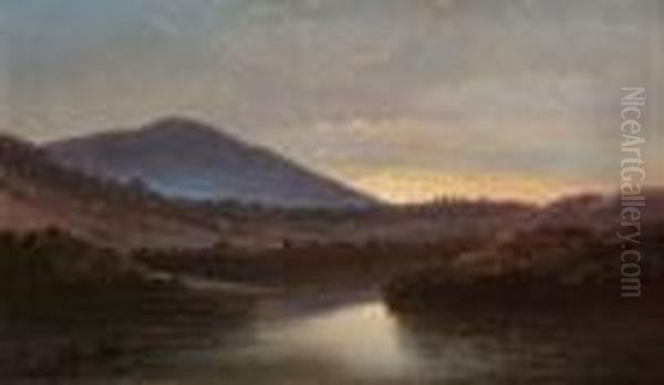 Dusk, Mount Orford And Lake Memphremagog, Quebec Oil Painting by William Raphael