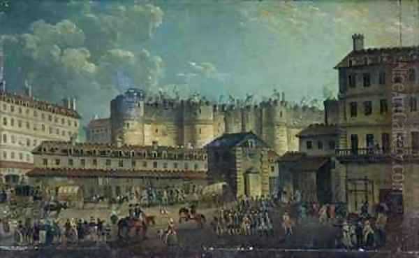 Demolition of the Bastille in 1789 Oil Painting by Pierre-Antoine Demachy