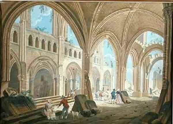 Demolition of the Church of Saint Jean en Greve Oil Painting by Pierre-Antoine Demachy