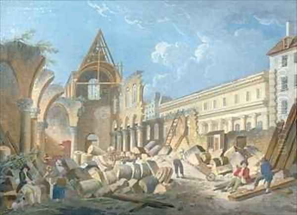 Demolition of the Couvent des Cordeliers Oil Painting by Pierre-Antoine Demachy