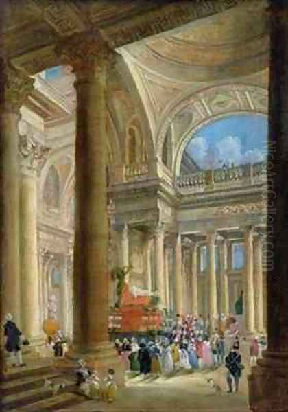 Receiving the Ashes of Voltaire at the Pantheon in Paris Oil Painting by Pierre-Antoine Demachy