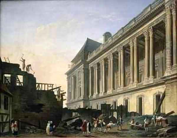 The Clearing of the Louvre colonnade Oil Painting by Pierre-Antoine Demachy