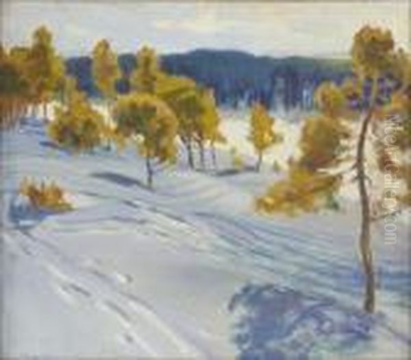 Aurinkoinen Talvipaiva. Oil Painting by Alex Rapp