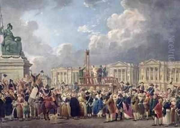 An Execution Place de la Revolution between August 1793 and June 1794 Oil Painting by Pierre-Antoine Demachy