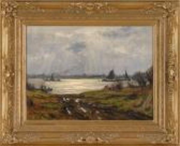 Am Niederrhein. Oil Painting by Alfred Rasenberger