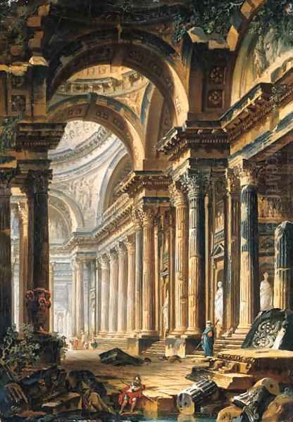 The interior of a Basilica Oil Painting by Pierre-Antoine Demachy