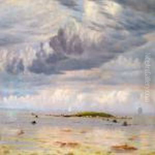 View From The Coast Towards The Sea Oil Painting by J.E. Carl Rasmussen