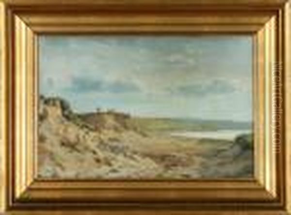 Danish Coastal Scenery Oil Painting by J.E. Carl Rasmussen