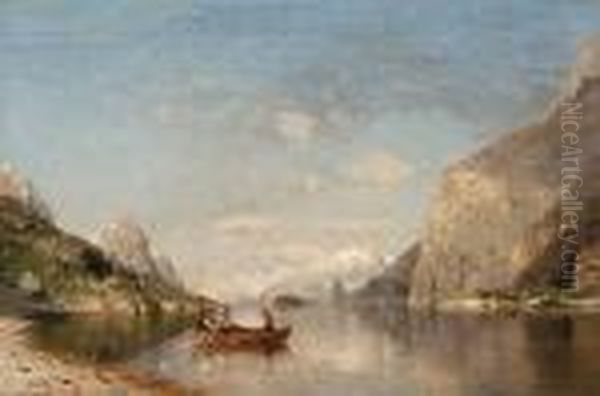 En Stille Dag Pa Fjorden Oil Painting by Georg Anton Rasmussen