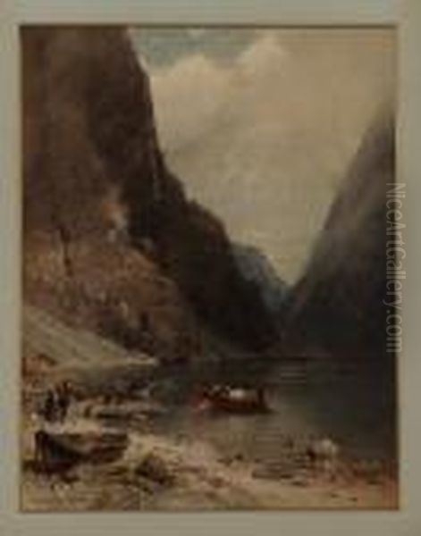 Fjordlandskap Oil Painting by Georg Anton Rasmussen