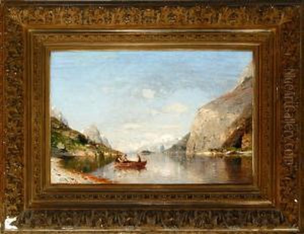 Norwegian Inlet Scenery Oil Painting by Georg Anton Rasmussen