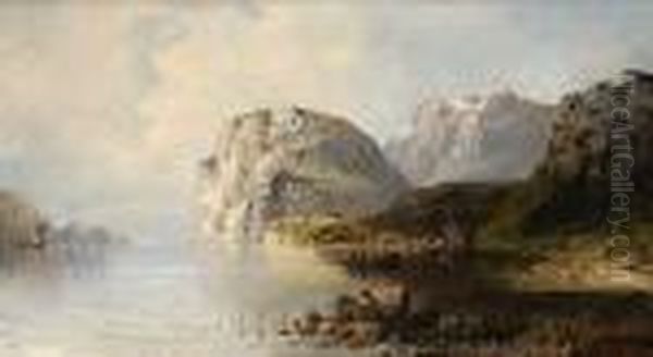 Fjordlandschaft. Oil Painting by Georg Anton Rasmussen