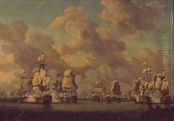 Lord Rodneys Victory over the French Fleet off Dominica Oil Painting by Robert Dodd