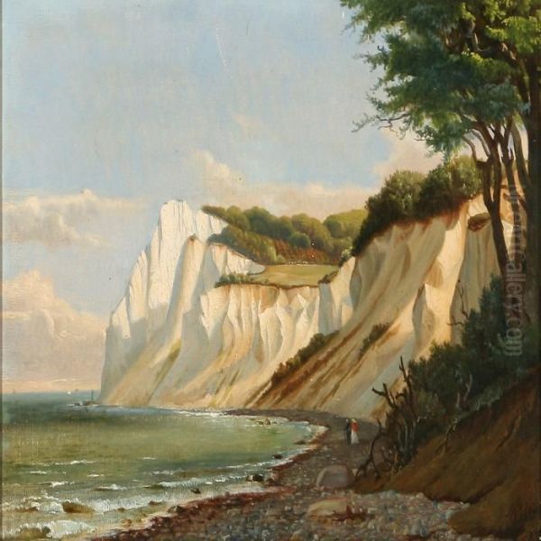 Summer's Day At The Cliffs Of Moen, Denmark Oil Painting by Niels Peter Rasmussen