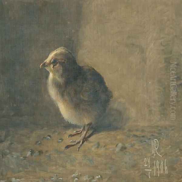 A Chicken Oil Painting by Niels Peter Rasmussen