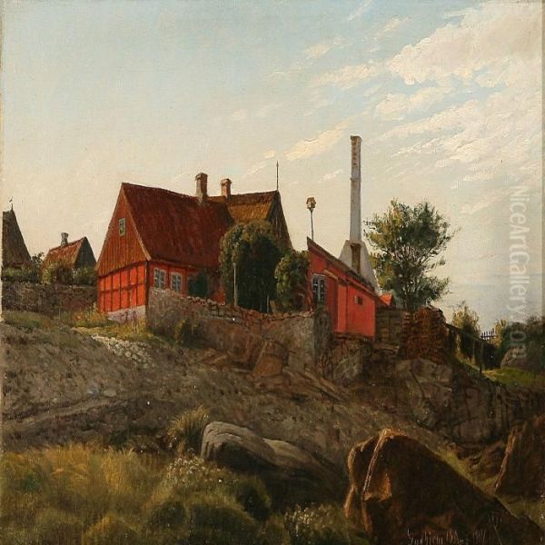 Summer Day At Gudhjem, 
Denmark Oil Painting by Niels Peter Rasmussen