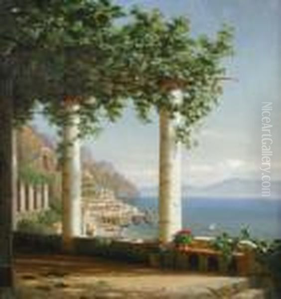 Mediterranean View Oil Painting by Eiler Rasmussen-Eilersen