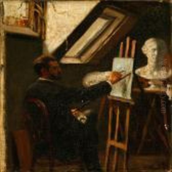 The Artist's Self Portrait In His Studio by Eiler Rasmussen-Eilersen