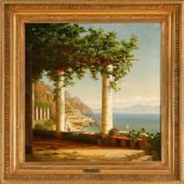 Under A Pergola Oil Painting by Eiler Rasmussen-Eilersen