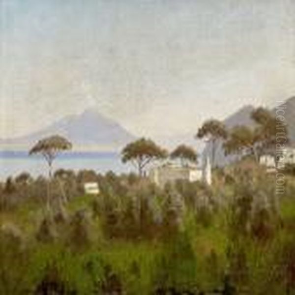 View From Sorrento Oil Painting by Eiler Rasmussen-Eilersen