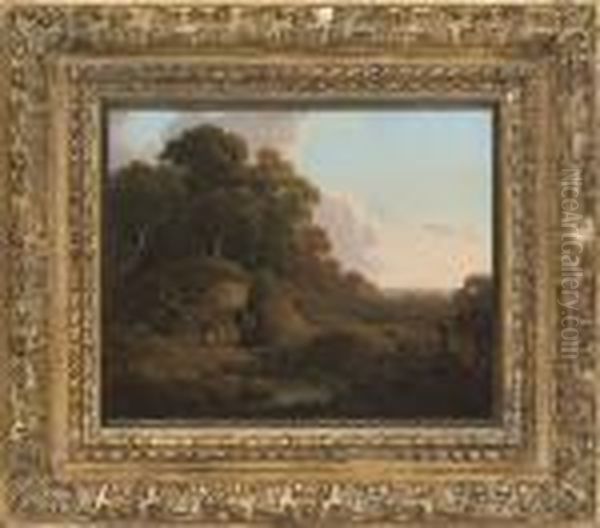 Two Travellers On The Roman Campagna Oil Painting by John Rathbone