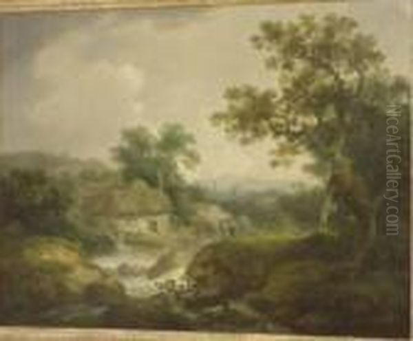 A Cumberland Mill Stream Oil Painting by John Rathbone