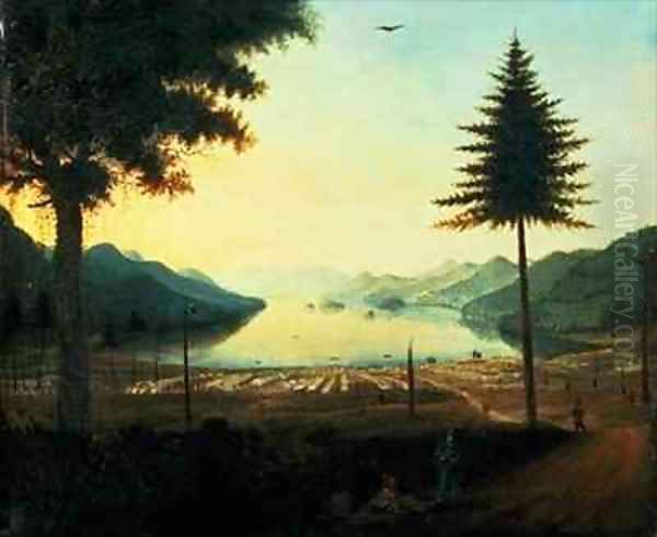 The Encampment at Lake George New York Oil Painting by Thomas Davies