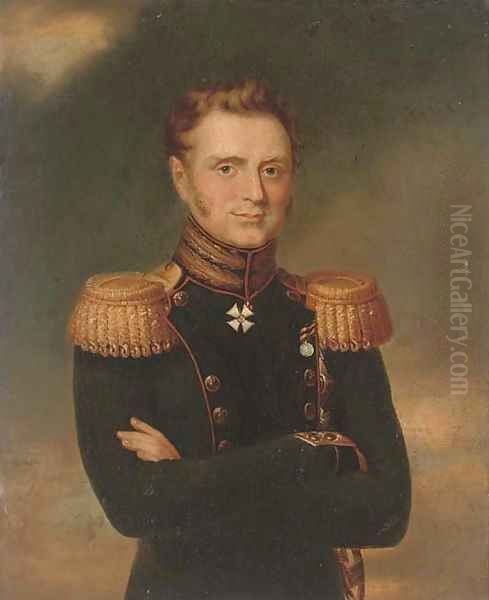 Portrait of Grand Duke Mikhail Pavlovich, waist length, in military dress Oil Painting by George Dawe