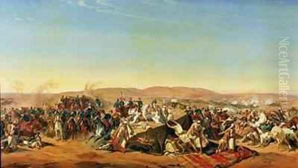 Capture of the Tribe of Abd el Kader 1808-83 by Henri dOrleans 1822-97 Duke of Aumale 3 Oil Painting by Alfred Charles Ferdinand Decaen