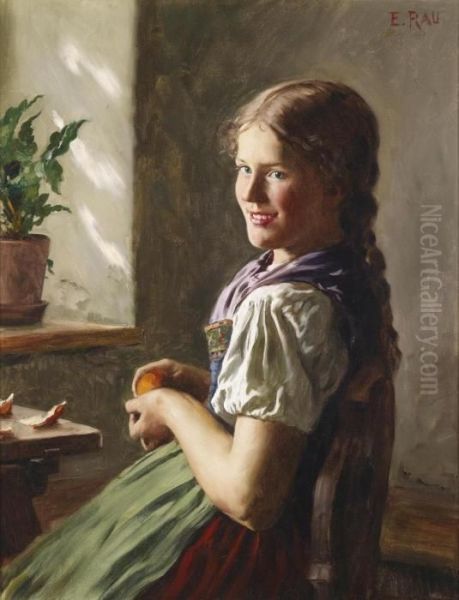 Girl By The Window Oil Painting by Emil Rau